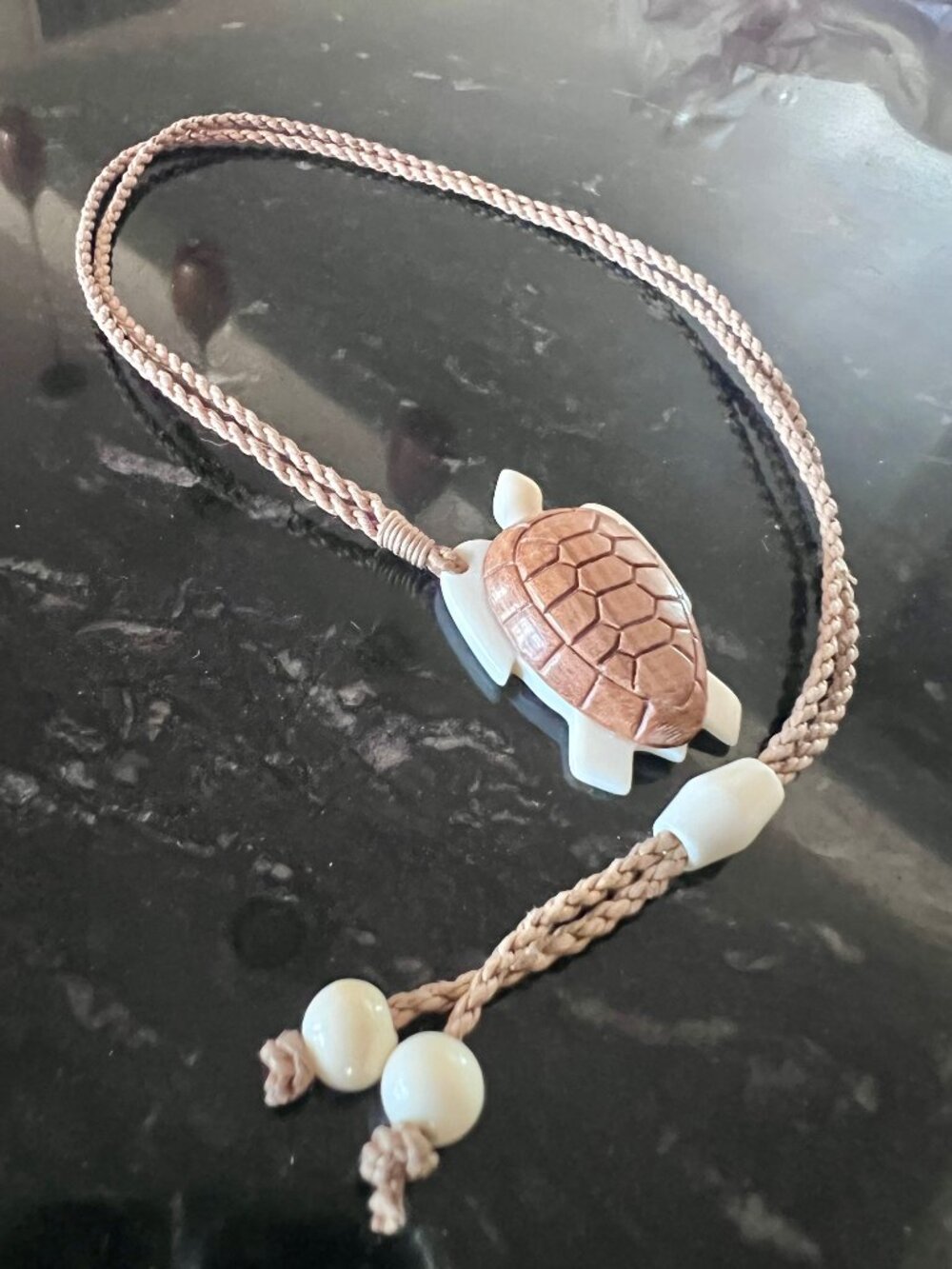 Koa Wood and Bone Honu Necklace